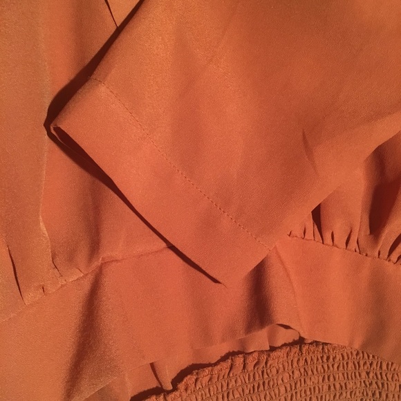 Burnt Orange silky faux wrap blouse - Size Small - Picture 6 of 6
